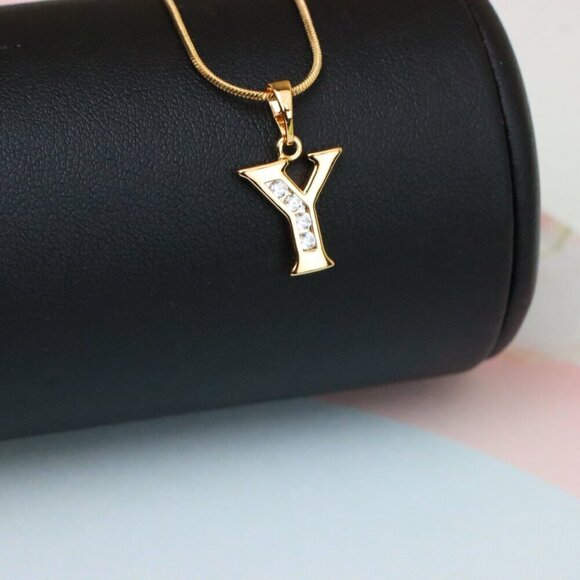 "Rose Gold Alphabet Y Pendant with Sparkling Crystals, XPPT1374 - Picture 5 of 12